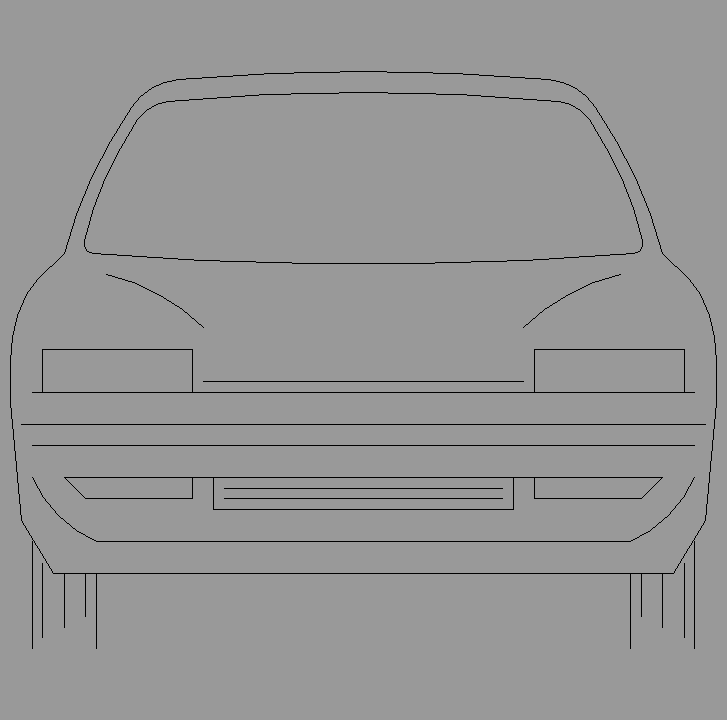 Bloque Autocad Vista de Coche Diseño 02 Bibliot. 2D-3D en Alzado